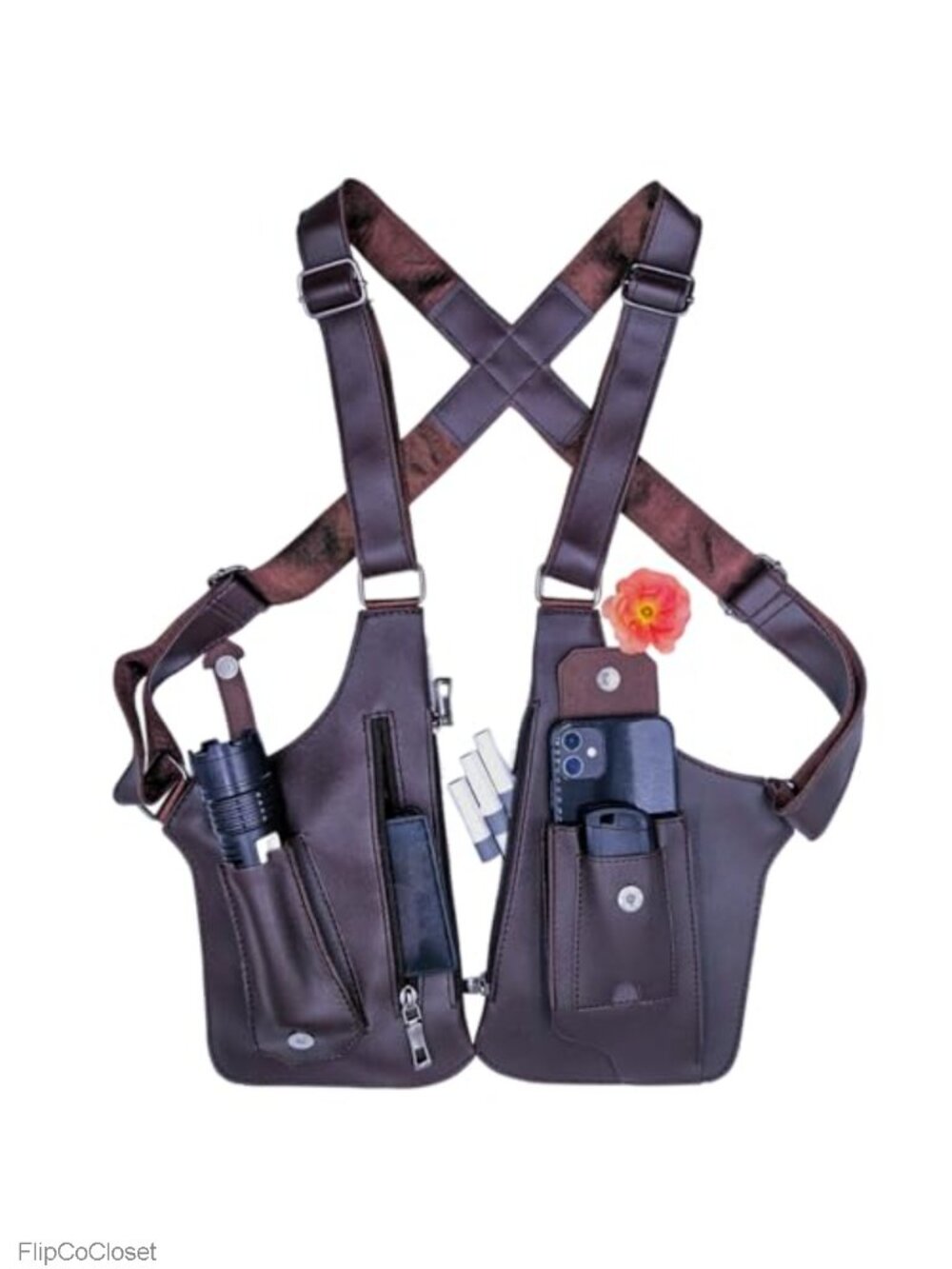 Men's Faux Leather Anti-Theft Armpit Crossbody Shoulder Bag Adjustable Strap